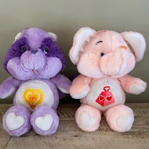 Vintage 1984 Care Bear Cousins Plush Lot. Lotsa Love and Bright Heart Raccoon!